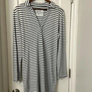 Frank & Eileen dress S black white stripe long sleeve excellent Henley popover